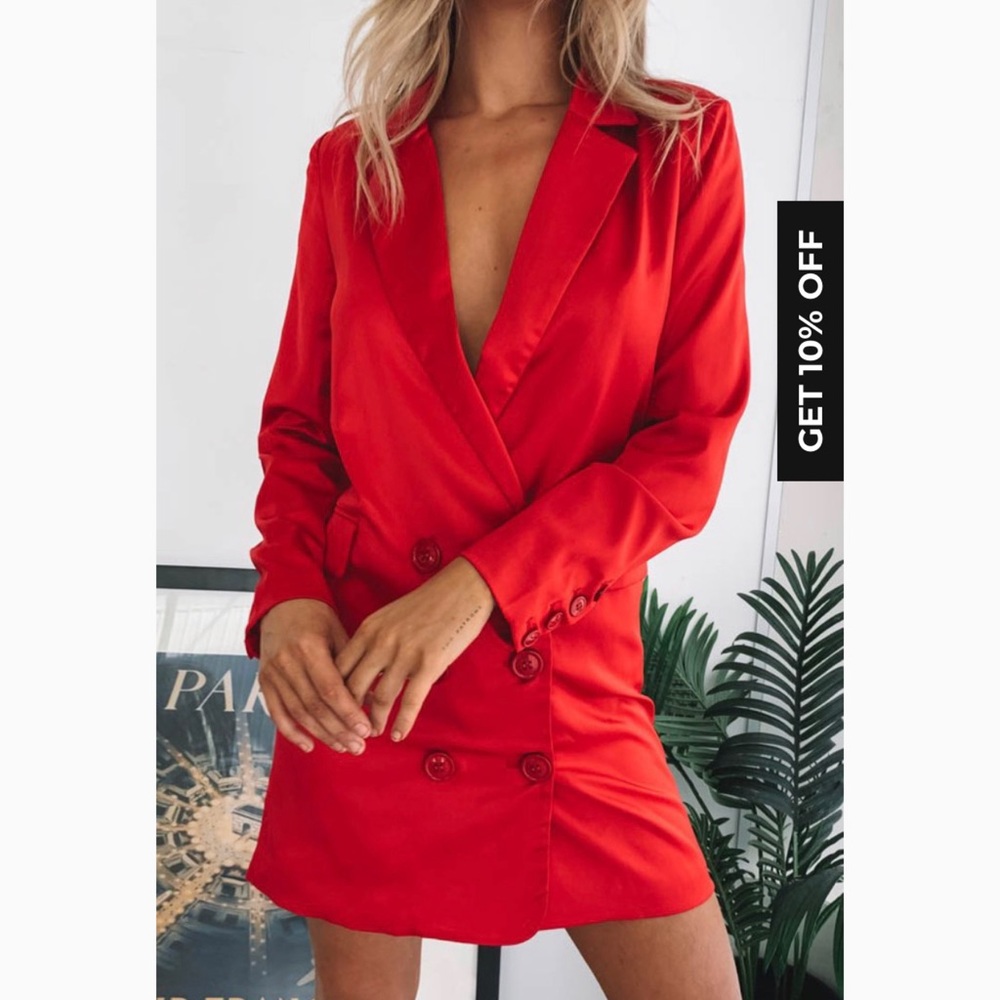 Beginning Boutique Ambitions Red Blazer Dress